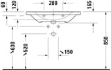 Duravit D-Neo Wandwaschtisch 650 mm weiß mit Überlauf und WonderGliss