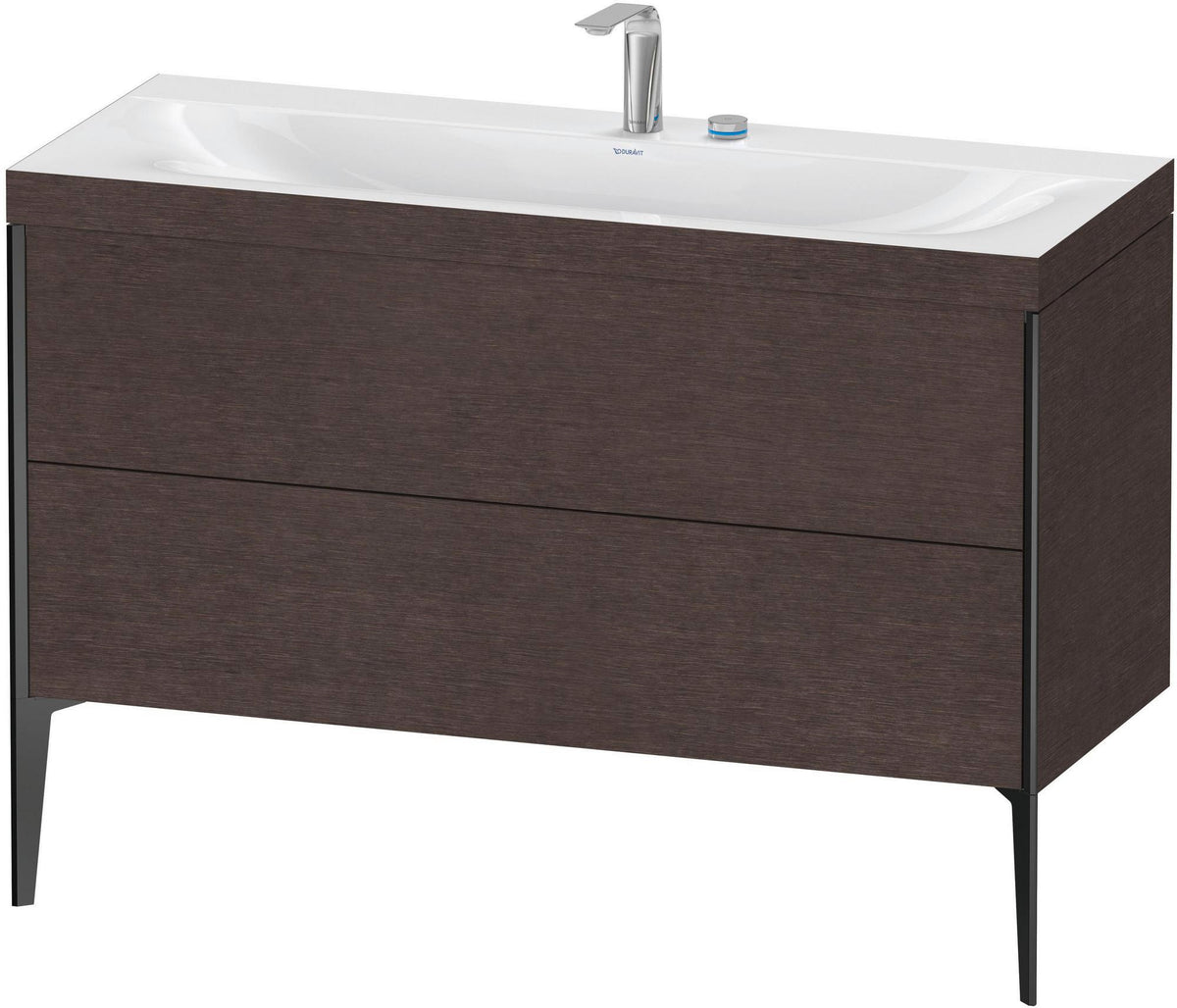 DURAVIT XViu c-bonded Waschtischunterbauset 1200 mm, 2 Auszüge, Eiche/Schwarz matt, bodenstehend