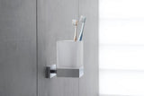 Duravit Karree Zahnputzbecher Chrom mit weißem Matt-Becher, 100x69x110 mm, Wandmontage