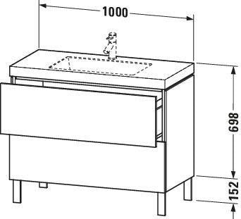 DURAVIT L-Cube c-bonded Waschtischset 1000 mm Nussbaum Natur mit 2 Auszügen und Tip-On-Technik