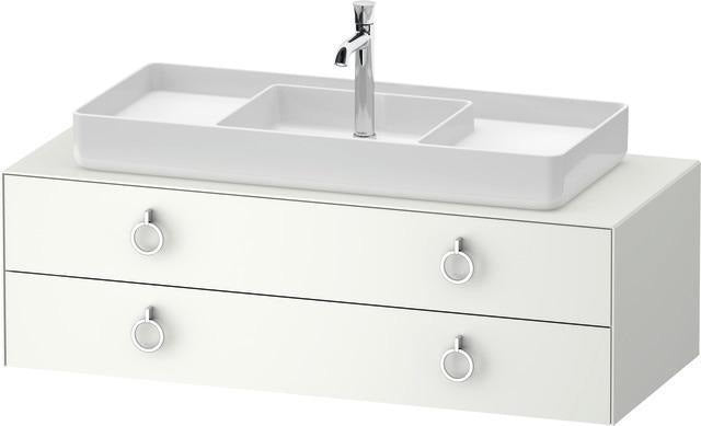 Duravit White Tulip Waschtischunterbau 1300 mm Nussbaum mitte, weiß seidenmatt, LED