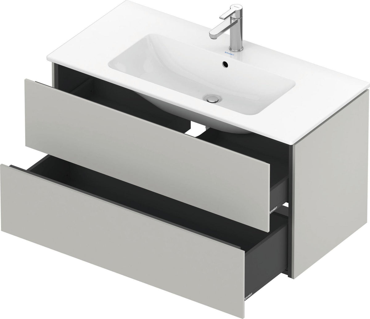 Duravit L-Cube Waschtischunterbau 1020 mm taupe matt – wandhängend, 2 Schubkästen, Tip-On
