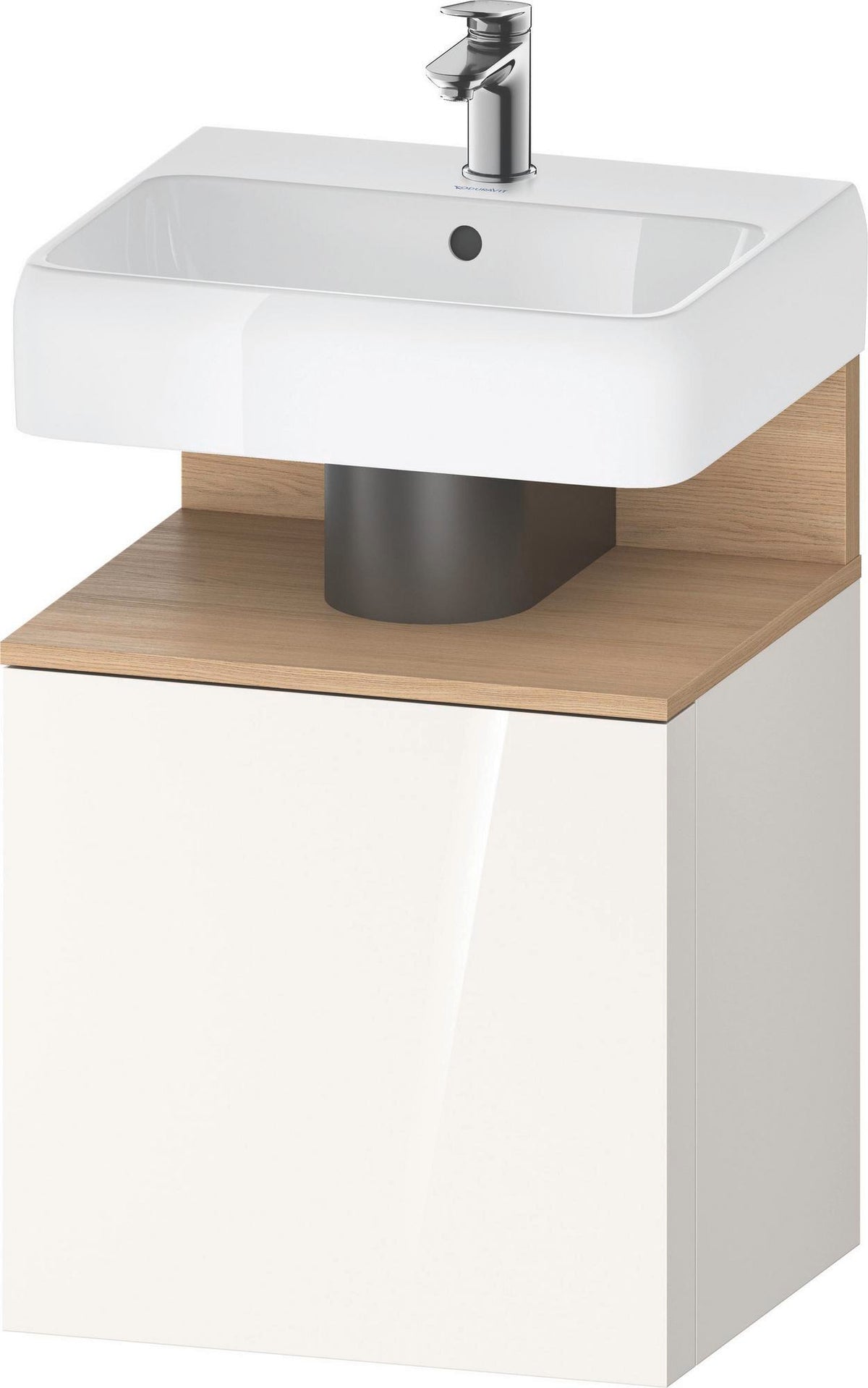 DURAVIT Qatego Waschtischunterbau 490 mm wandhängend, 1 Tür links, Weiß Matt mit Eiche Schwarz Nische