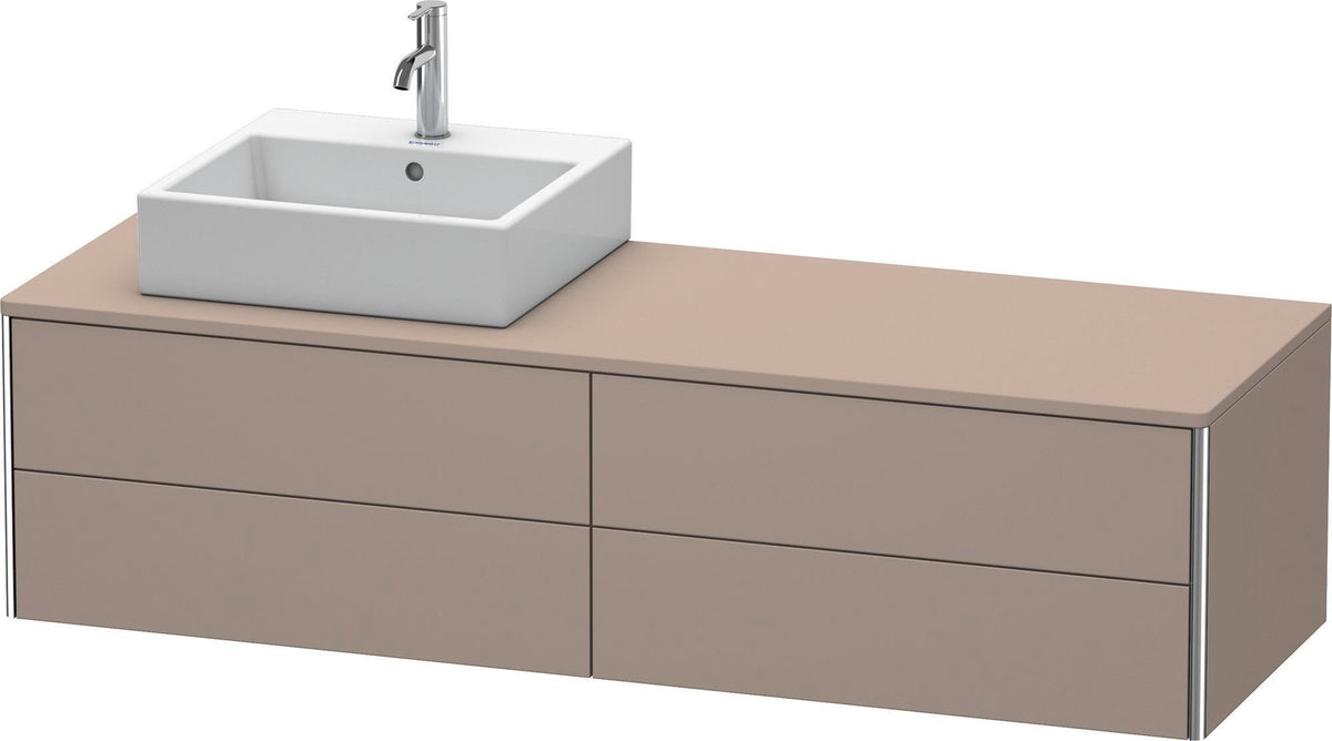 Duravit XSquare Waschtischunterbau 1600 mm, betongrau matt, 4 Schubkästen, wandhängend, Becken links