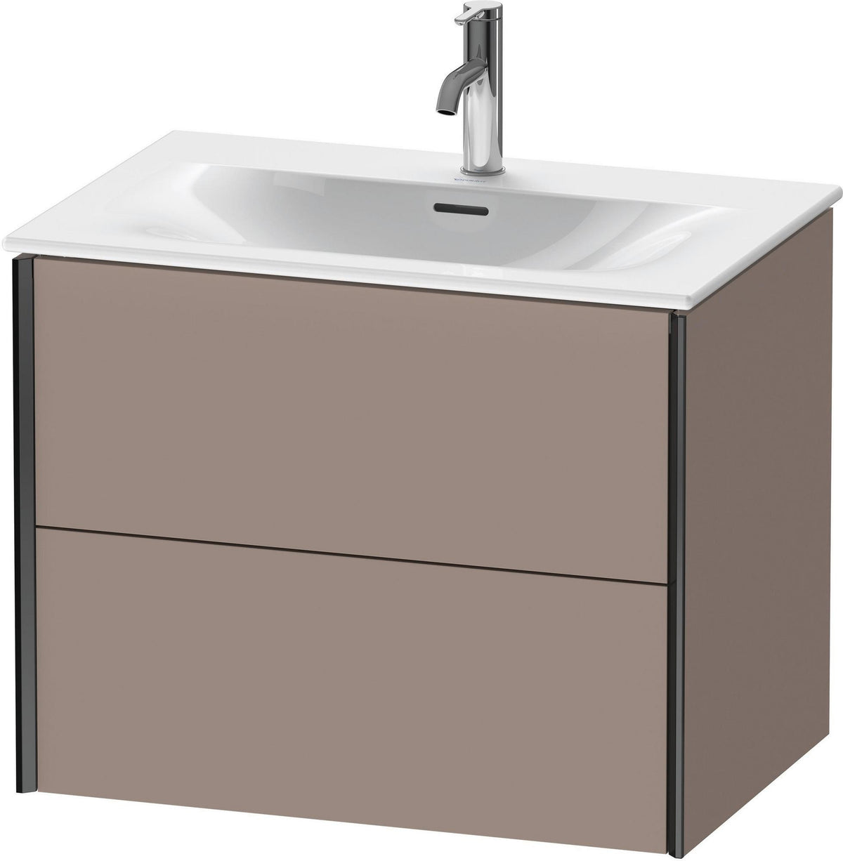 Duravit XViu Waschtischunterbau wandhängend 710 mm, 2 Schubkästen, champagner matt/basalt matt