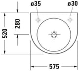 DURAVIT Waschtisch Architec 575 mm weiß, wandhängend, 1 Hahnloch links, ohne Überlauf