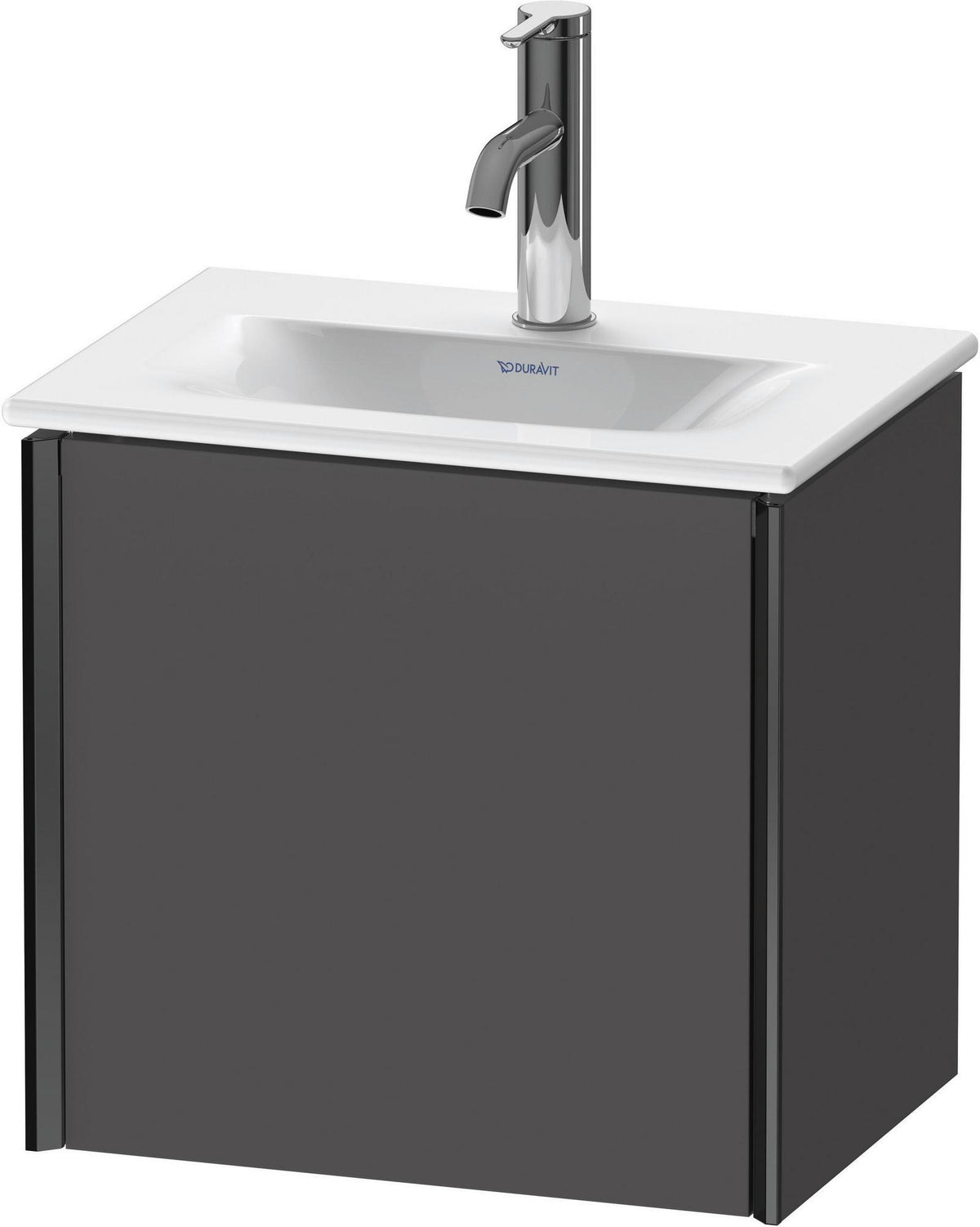 Duravit XViu Waschtischunterbau 397 mm, 1 Tür links, graphit matt – wandhängend mit Tip-On-Technik