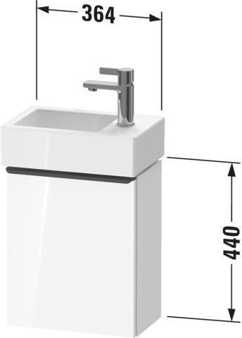 Duravit D-Neo Waschtischunterbau 364 mm Eiche Terra Matt, 1 Tür rechts, wandhängend