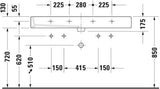 DURAVIT Waschtisch Vero 1200 mm mit Überlauf & Hahnlochbank – Weiß, WonderGliss