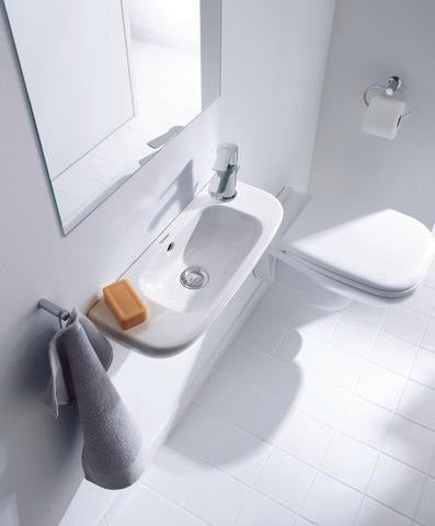 DURAVIT D-Code Handwaschbecken 500 mm mit Überlauf und Hahnlochbank rechts, weiß