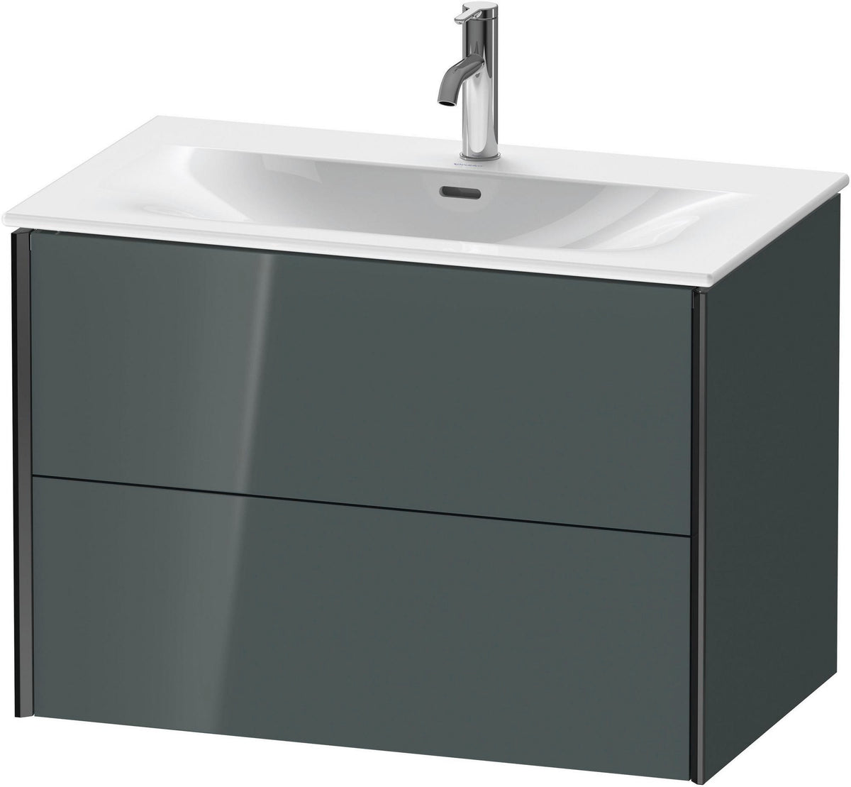 DURAVIT XViu Waschtischunterbau wandhängend 810 mm, 2 Schubladen, dolomiti grey hochglanz – mit Tip-On-Technik