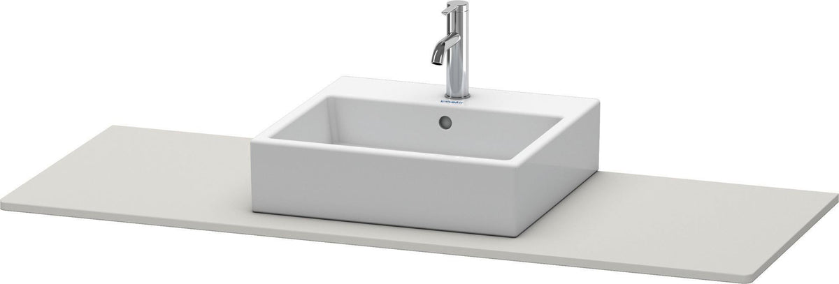 Duravit XSquare Konsole 1400x550mm betongrau matt – 1 Ausschnitt, mit Siphonaussparung