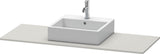 Duravit XSquare Konsole 1400x550mm betongrau matt – 1 Ausschnitt, mit Siphonaussparung