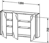 Duravit Ketho Spiegelschrank 1200 mm weiß hochglanz, 3 Türen, LED-Beleuchtung, Sensorschalter