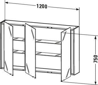 Duravit Ketho Spiegelschrank 1200 mm weiß hochglanz, 3 Türen, LED-Beleuchtung, Sensorschalter
