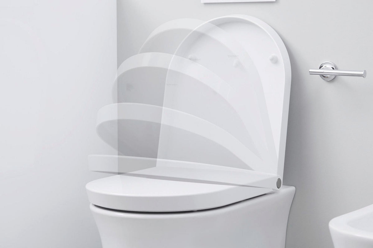DURAVIT WC-Sitz White Tulip mit Absenkautomatik, Scharniere Edelstahl, weiß, 466x372x65 mm