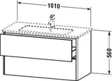 Duravit XSquare Waschtischunterbau 1010 mm, 2 Schubkästen, Graphit Matt – Wandhängend