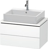 Duravit L-Cube Waschtischunterbau 720x477mm taupe supermatt mit 2 Schubkästen, Tip-On-Technik und Siphonausschnitt