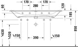 Duravit Viu Möbelwaschtisch 1230 mm, Weiß, mit Überlauf, Hahnlochbank und Halbsäule