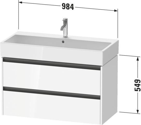 DURAVIT Ketho.2 Waschtischunterbau wandhängend betongrau matt 984 mm mit 2 Schubkästen