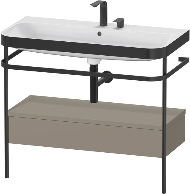 DURAVIT Happy D.2 c-bonded Waschtischset mit Metallkonsole, 975 mm, Steingrau Seidenmatt