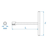 KING TONY Profi-Werkzeuge - T-Griff-Schlüssel, langer Steckaufsatz, metrisch - 12 mm 118512M