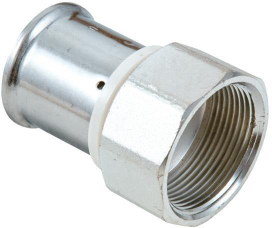 MULTITUBO Press-Anschluss IG 40 mm x 1 1/4 Zoll – Messing verzinnt, mit Sichtfenster