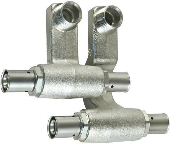 MULTITUBO Press-SL-Anschlussgarnitur Metall 16x1/2Zx16 – Sockelleistenanschluss mit Presshülse