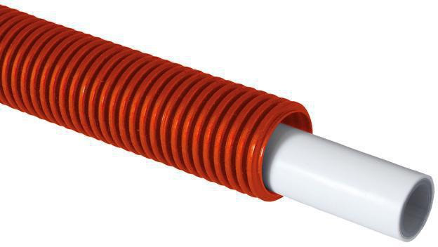 MULTITUBO Verbundrohr 16x2mm weiß mit rotem Schutzrohr – 75 m Rolle