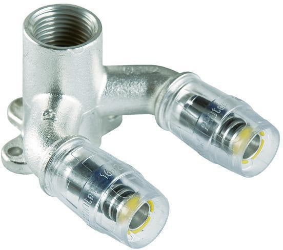 MULTITUBO Steck-U-Wandscheibe 16 mm x 1/2 Zoll mit Innengewinde und Flansch