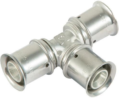 MULTITUBO Press-T-Stück ZetaPlus 16x16x16mm – Verzinntes Messing-T-Stück mit Sichtfenster