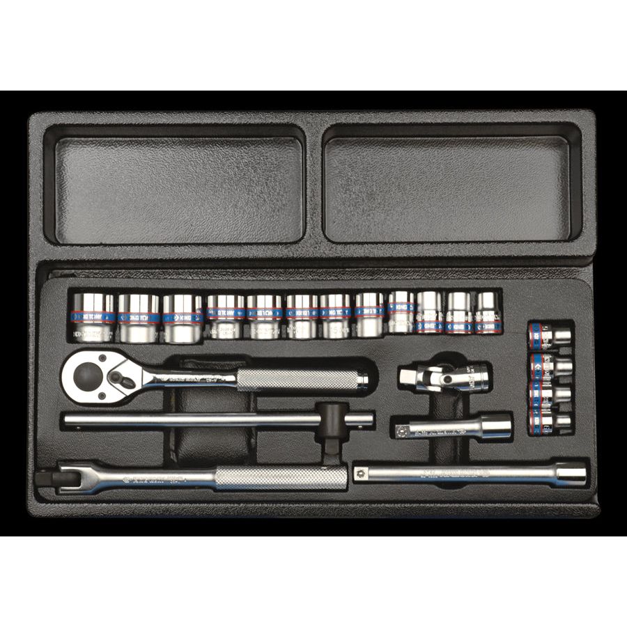 KING TONY Profi-Werkzeuge - 3/8" Steckschlüssel-Set, metrisch, mit Zubehör - 22 tlg. 93523MR01