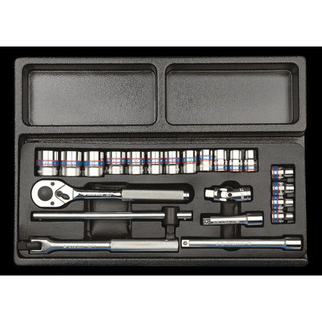 KING TONY Profi-Werkzeuge - 3/8" Steckschlüssel-Set, metrisch, mit Zubehör - 22 tlg. 93523MR01