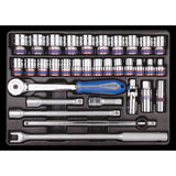 KING TONY Profi-Werkzeuge - 1/2" Steckschlüssel- Set, metrisch, mit Zubehör - 33 tlg. 94333MR