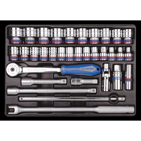 KING TONY Profi-Werkzeuge - 1/2" Steckschlüssel- Set, metrisch, mit Zubehör - 33 tlg. 94333MR