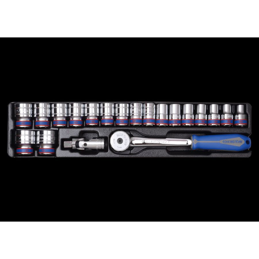 KING TONY Profi-Werkzeuge - 1/2" Steckschlüssel- Set, metrisch, mit Zubehör - 20 tlg. 94319MR01