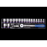 KING TONY Profi-Werkzeuge - 1/2" Steckschlüssel- Set, metrisch, mit Zubehör - 20 tlg. 94319MR01