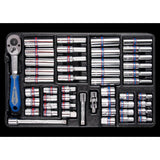 KING TONY Profi-Werkzeuge - 1/4" Steckschlüssel-Set, metrisch, mit Zubehör, Thermoform - 48 tlg. 92548CR