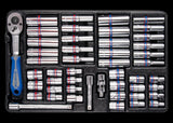 KING TONY Profi-Werkzeuge - 1/4" Steckschlüssel-Set, metrisch, mit Zubehör, Thermoform - 48 tlg. 92548CR