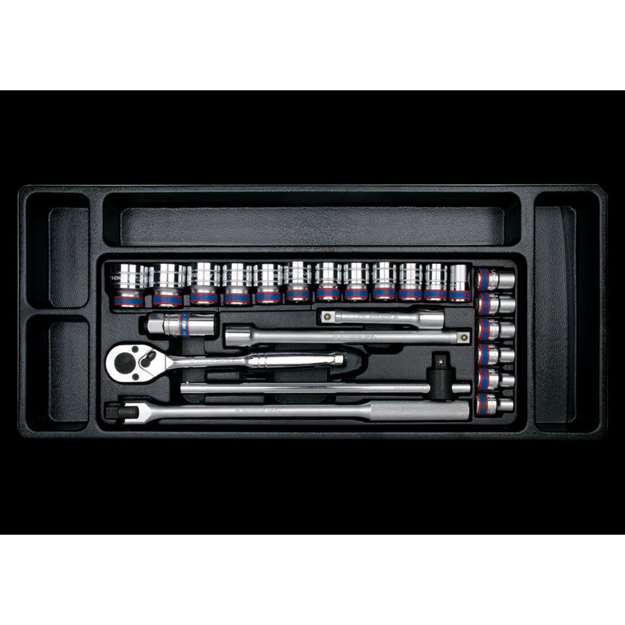 KING TONY Profi-Werkzeuge - 1/2" Steckschlüssel- Set, metrisch, mit Zubehör - 24 tlg. 94526MR01