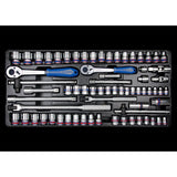 KING TONY Profi-Werkzeuge - 3/8"+ 1/2" Steckschlüssel-Set, metrisch und Zoll, Zubehör - 69 tlg. 97069CR