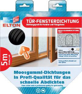 ELLEN Türanschlagdichtung 7011, 5 m, EPDM, zum Einstecken, grau – Moosgummidichtung