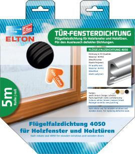 ELLEN Flügelfalzdichtung 4050 EV – 5 m PVC zum Einfräsen, Falzhöhe 12 mm, weiß