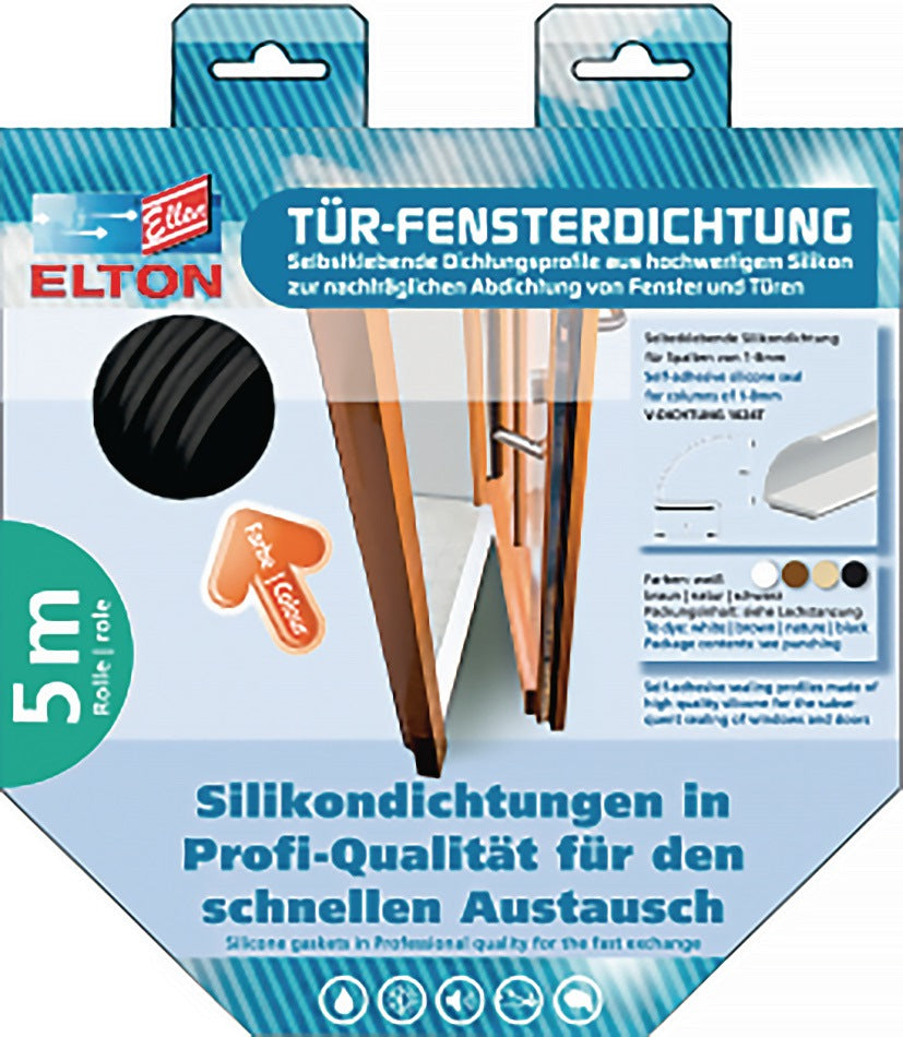 ELLEN Türanschlagdichtung 1024T V-Dichtung selbstklebend Silikon weiß 6 m x 7 mm