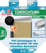 ELLEN Türanschlagdichtung K2154 – 5 m W-PVC Stahlzargendichtung zum Einstecken, grau