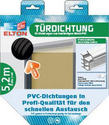 ELLEN Türanschlagdichtung K2154 – 5 m W-PVC Stahlzargendichtung zum Einstecken, grau