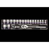 KING TONY Profi-Werkzeuge - 1/2" Steckschlüssel- Set, metrisch, mit Zubehör - 20 tlg. 94319MR05