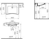 VITRA Conforma Waschtisch 650 mm barrierefrei mit Hahnloch und Überlauf Weiß HGL