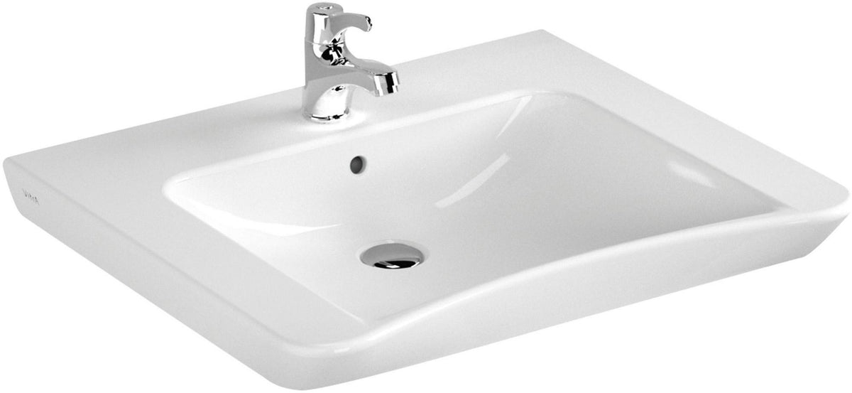 VITRA Conforma Waschtisch 650 mm barrierefrei mit Hahnloch und Überlauf Weiß HGL
