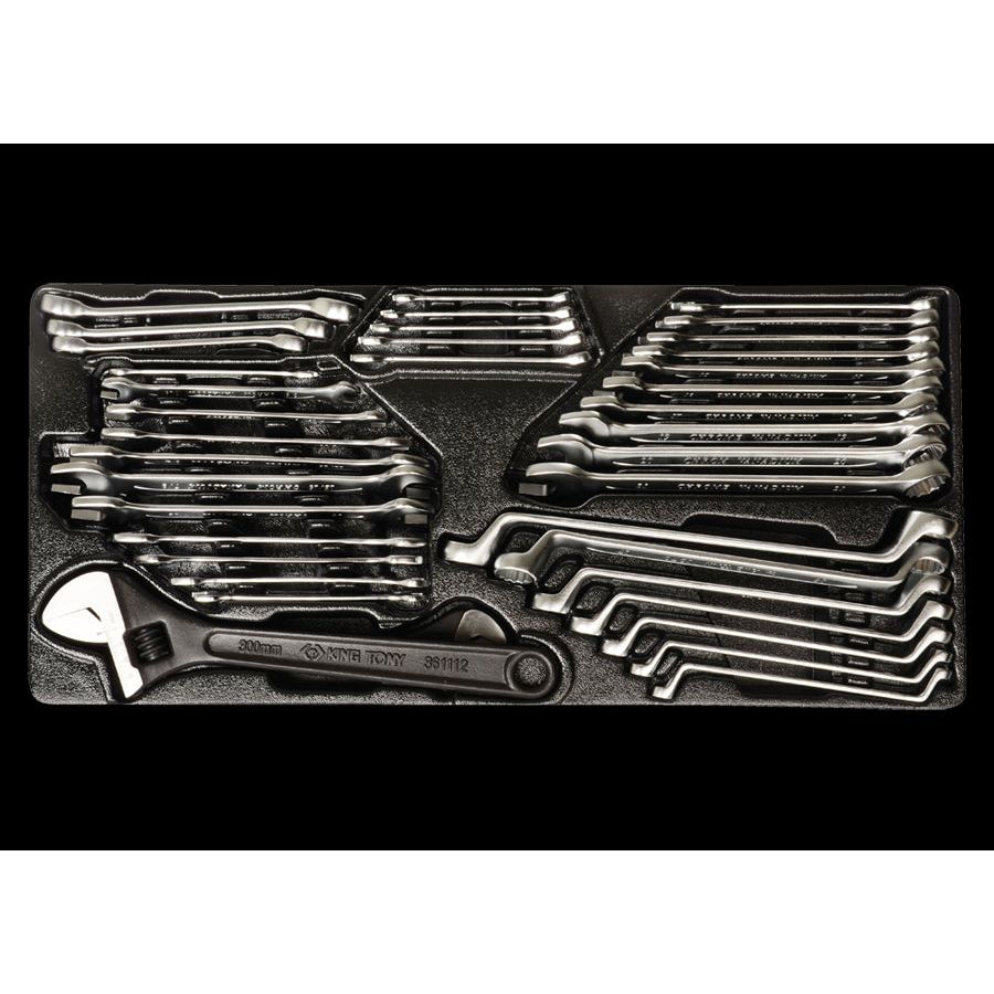 KING TONY Profi-Werkzeuge - Schraubenschlüssel-Set-Modul, Zoll und metrisch - 38 tlg. 990138CR